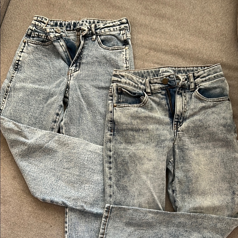 Stylish Gray Denim Art Class Girls Jeans-one Straight Leg, one Girlfriend fit
